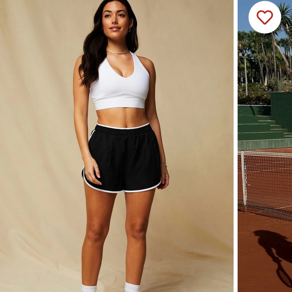 Fabletics Black and White Athletic Shorts for Performance